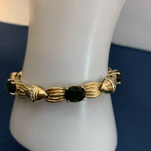 14K Yellow Gold Bracelet with Tourmalines and Diamonds